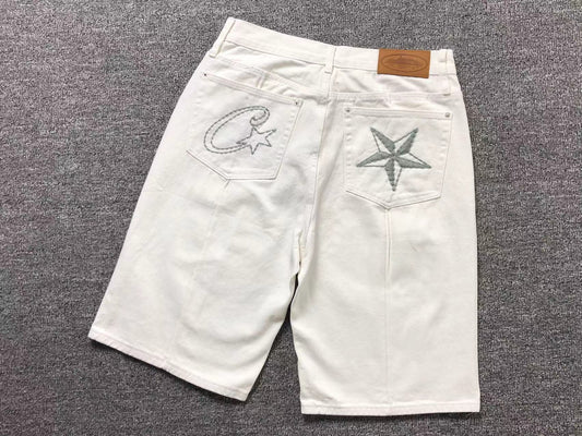 Corteiz C-Star Denim Shorts Natural