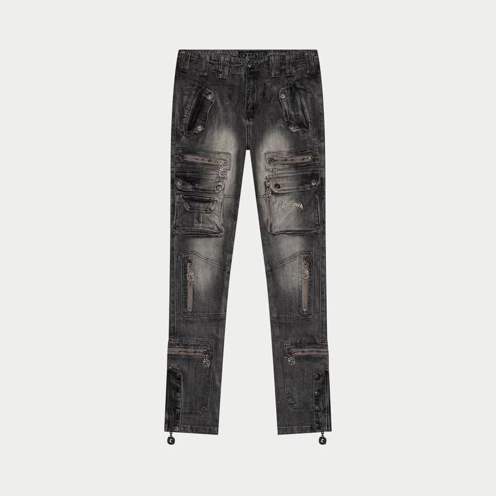 God Speed Flare Premium Cargo Pants (Grey Wash)