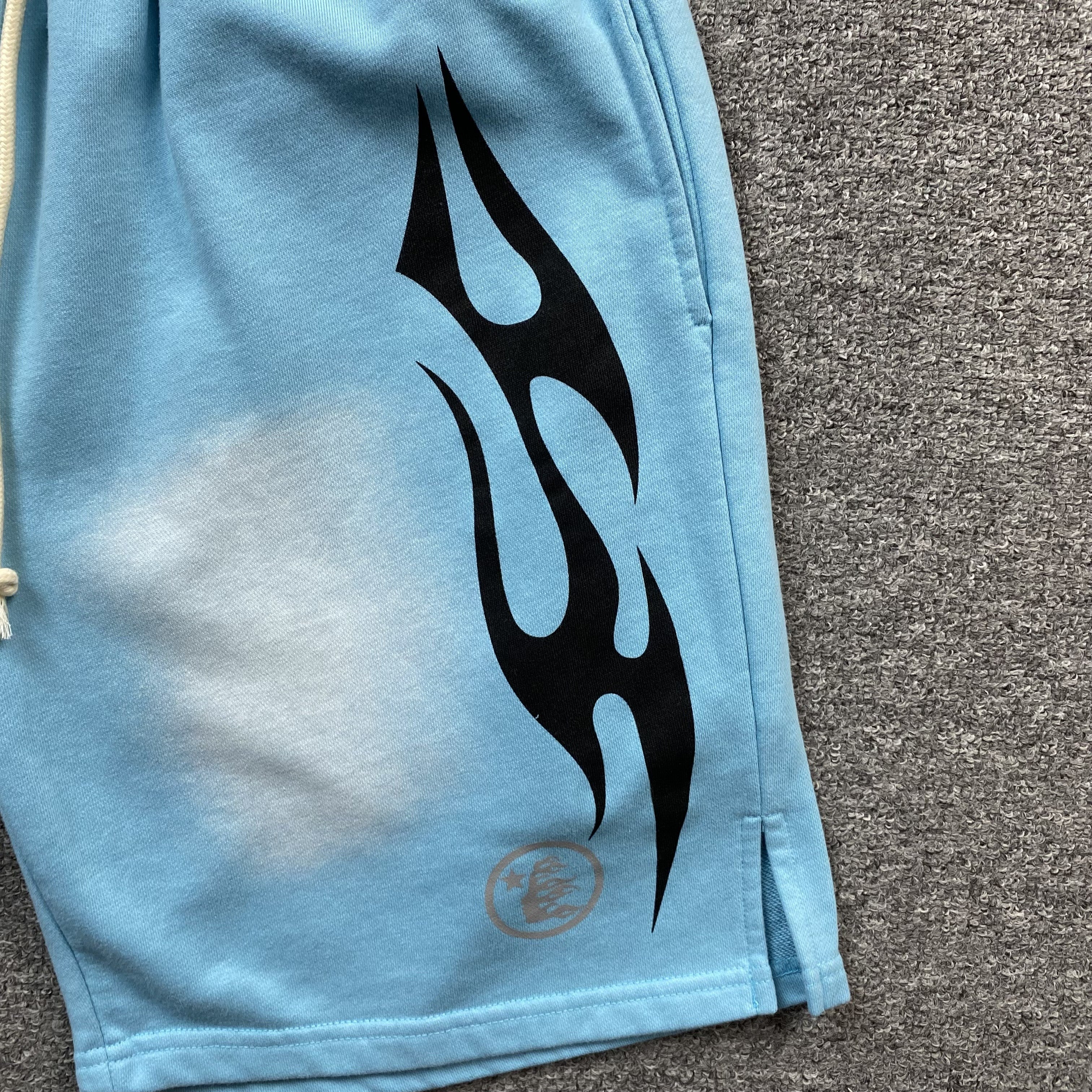 Hellstar Flame Shorts Blue