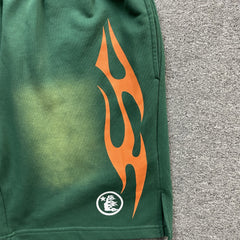 Hellstar Flame Shorts Green