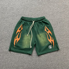 Hellstar Flame Shorts Green