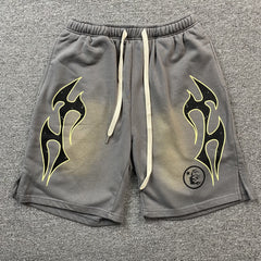 Hellstar Flame Shorts Grey