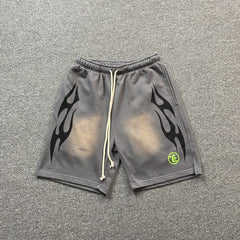 Hellstar Flame Shorts Grey