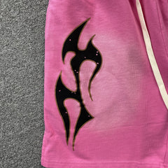 Hellstar Flame Shorts Pink