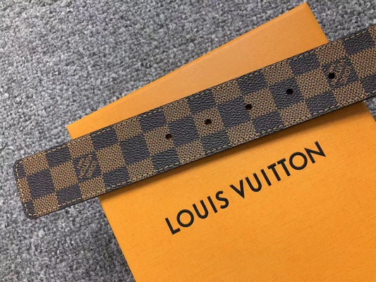 Louis Vuitton Damier Gold LV Initials Belt Brown