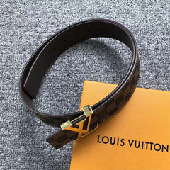 Louis Vuitton Damier Gold LV Initials Belt Brown