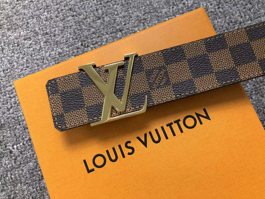 Louis Vuitton Damier Gold LV Initials Belt Brown