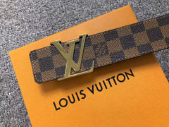 Louis Vuitton Damier Gold LV Initials Belt Brown