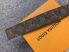 Louis Vuitton Monogram Gold LV Initials Belt Brown