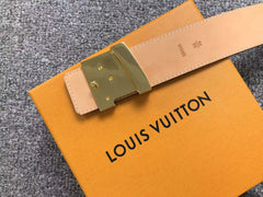 Louis Vuitton Monogram Gold LV Initials Belt Brown