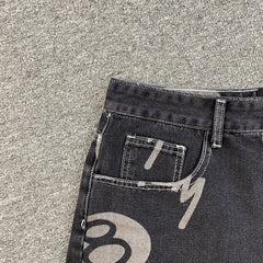Stussy 8 Ball Denim Shorts Black