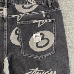 Stussy 8 Ball Denim Shorts Black