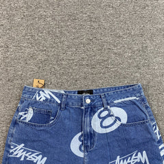 Stussy 8 Ball Denim Shorts Blue
