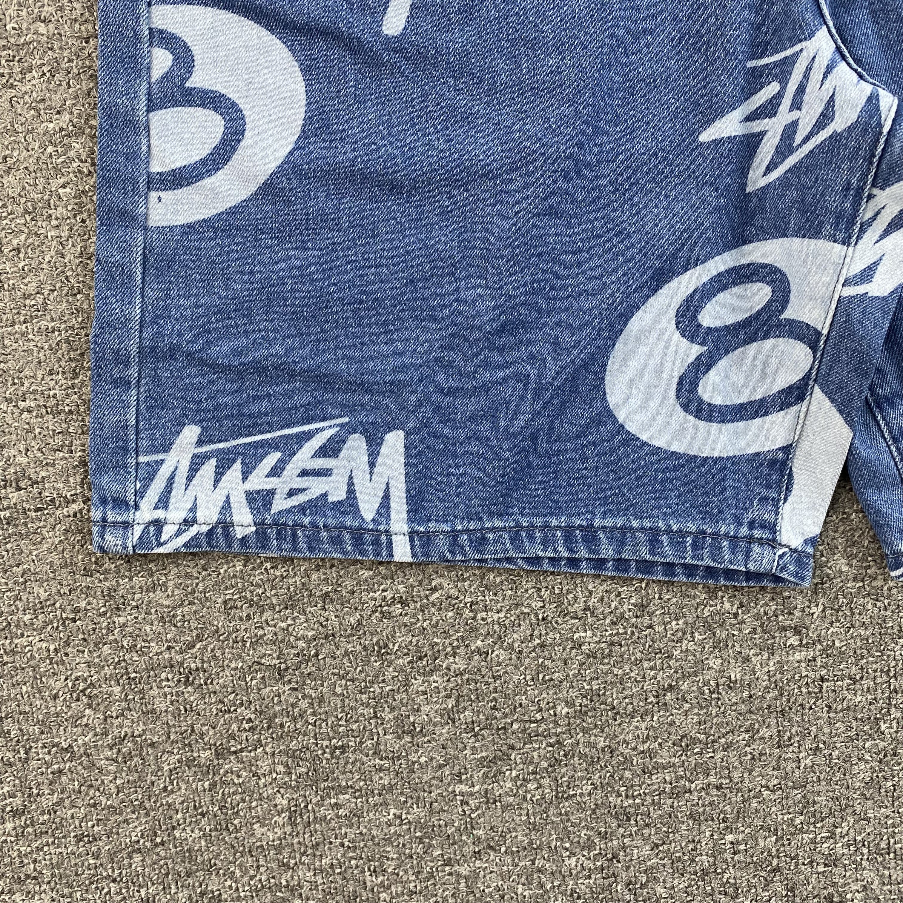 Stussy 8 Ball Denim Shorts Blue