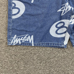 Stussy 8 Ball Denim Shorts Blue