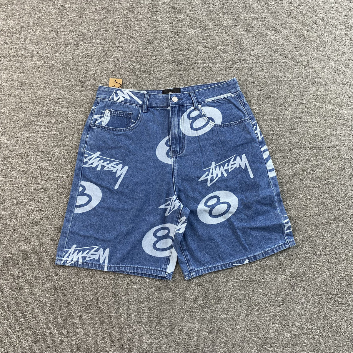 Stussy 8 Ball Denim Shorts Blue