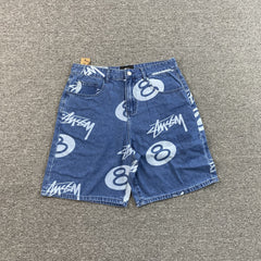Stussy 8 Ball Denim Shorts Blue