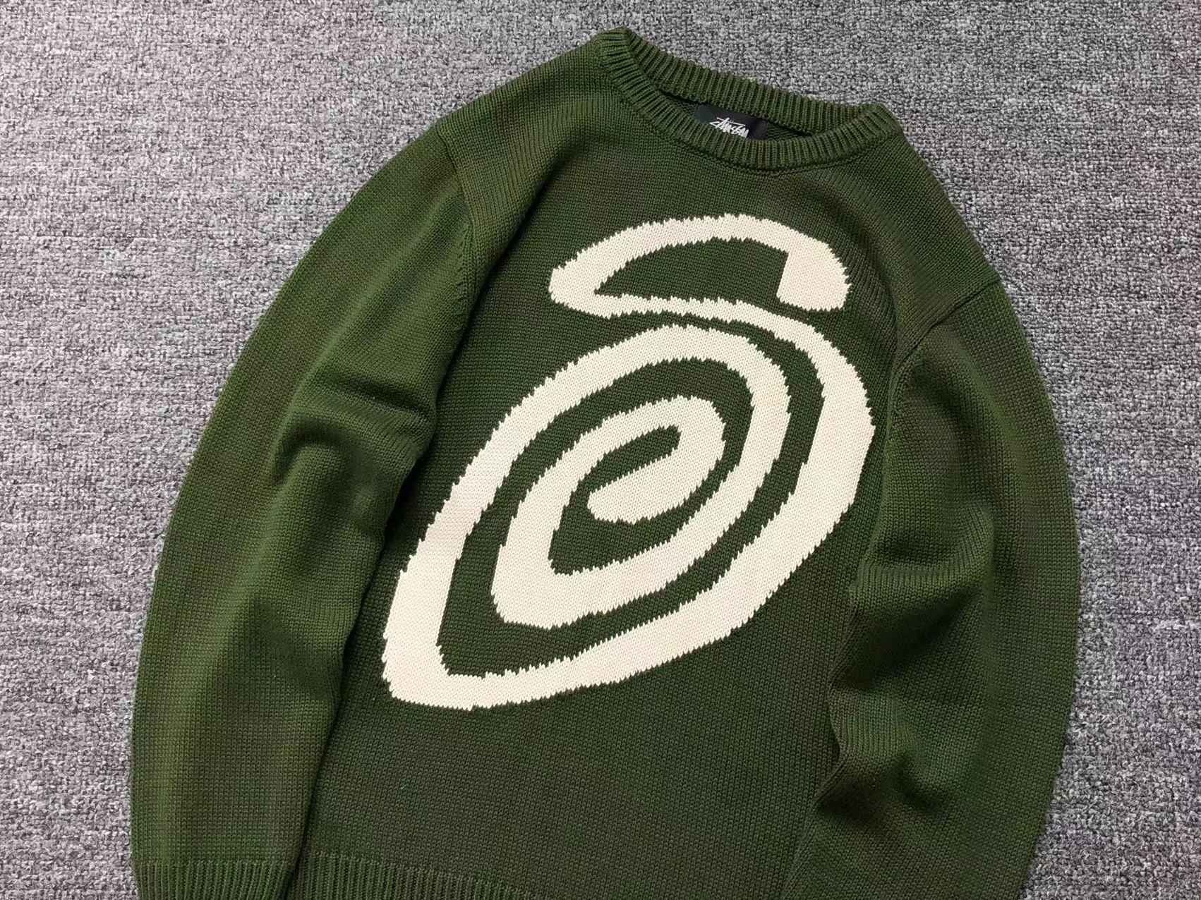 Stussy Curly S Knit Sweater Green