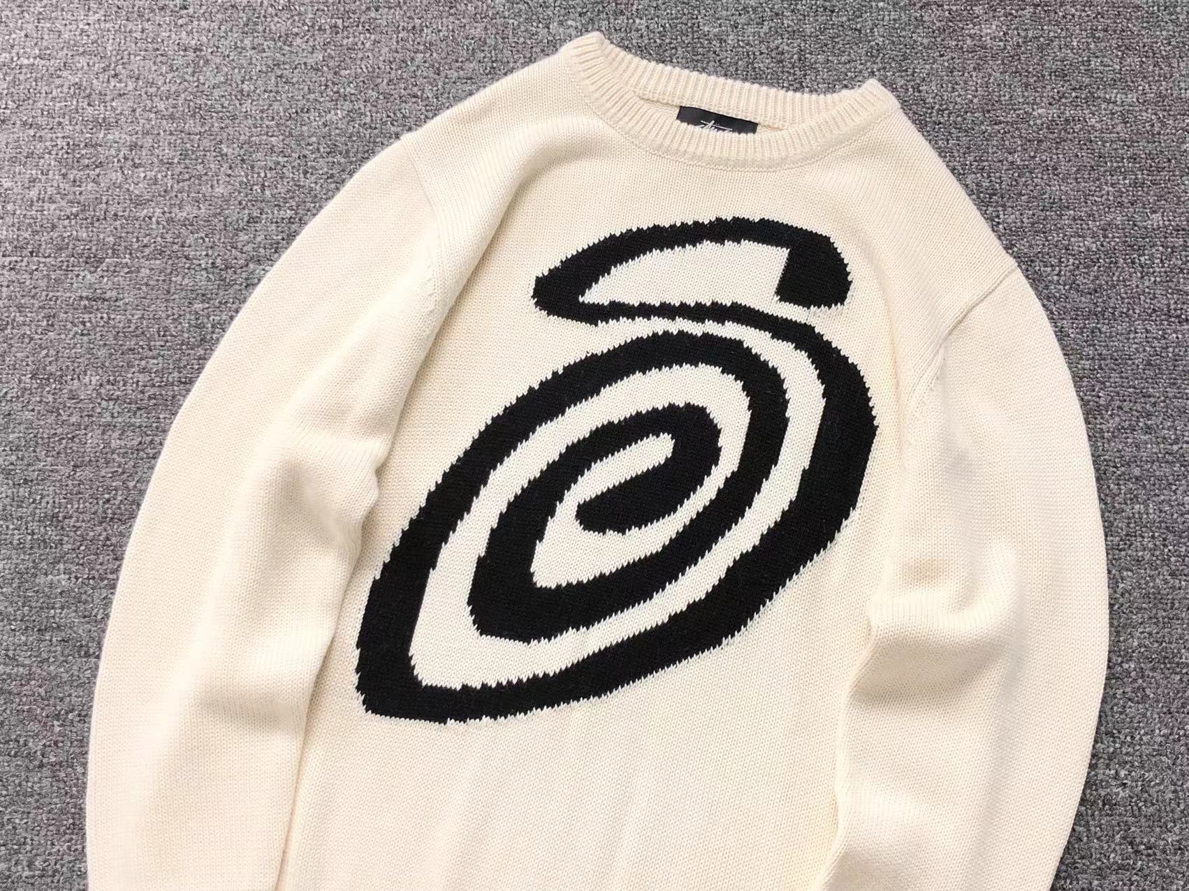 Stussy Curly S Knit Sweater Natural