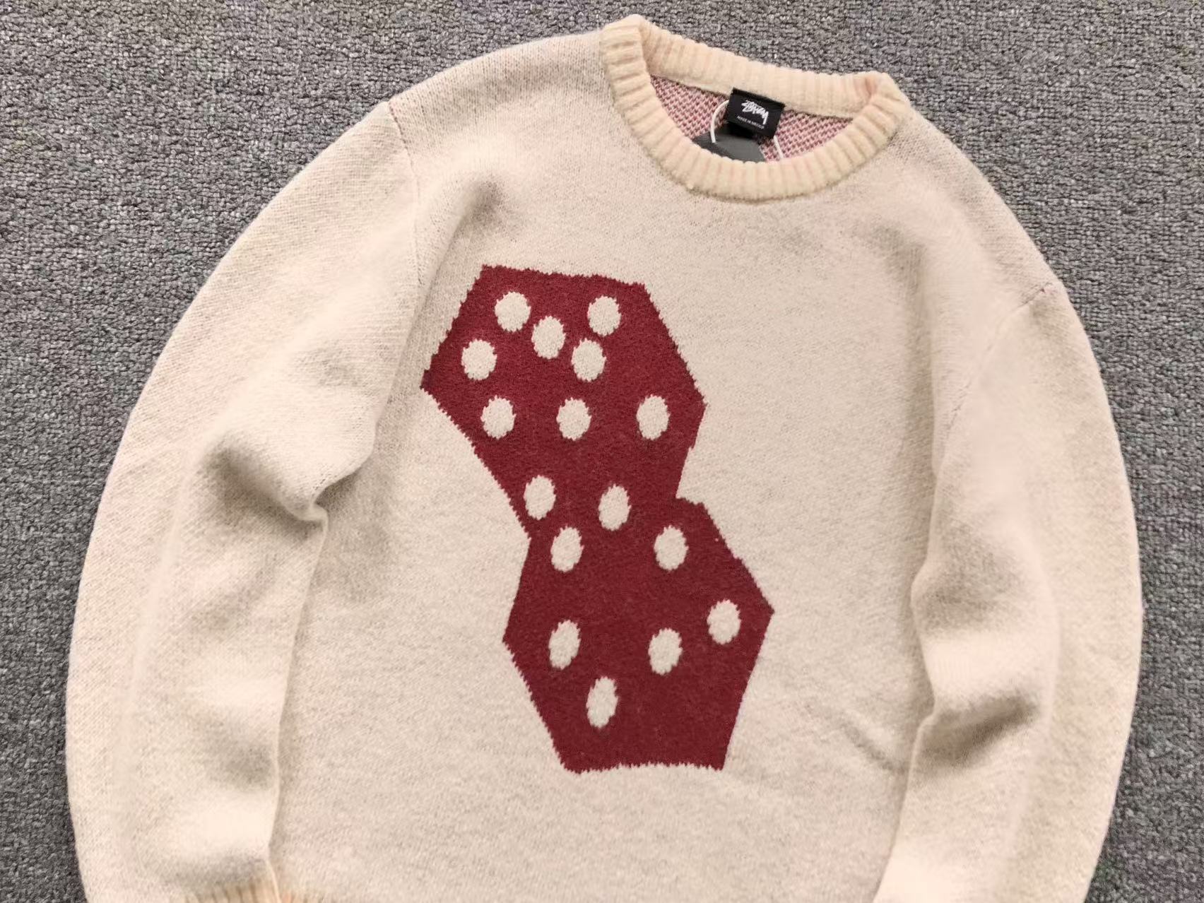 Stussy Dice Mohair Knit Sweater Bone