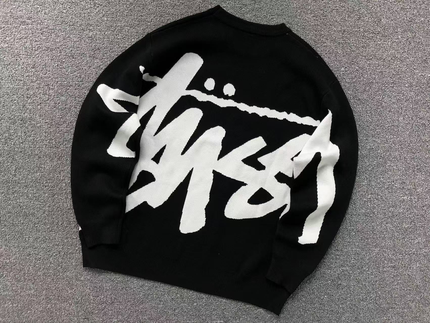 Stussy Stock Logo Knit Sweater Black
