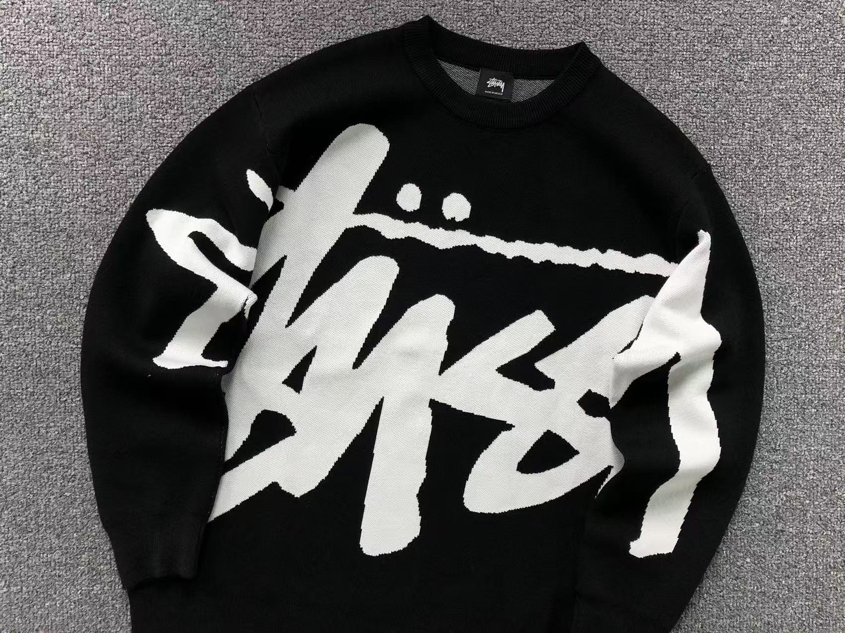 Stussy Stock Logo Knit Sweater Black