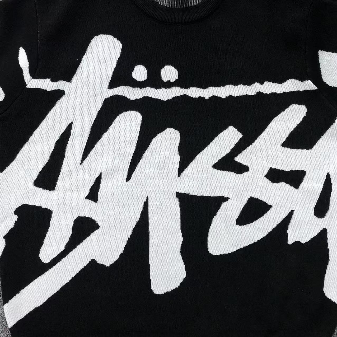 Stussy Stock Logo Knit Sweater Black