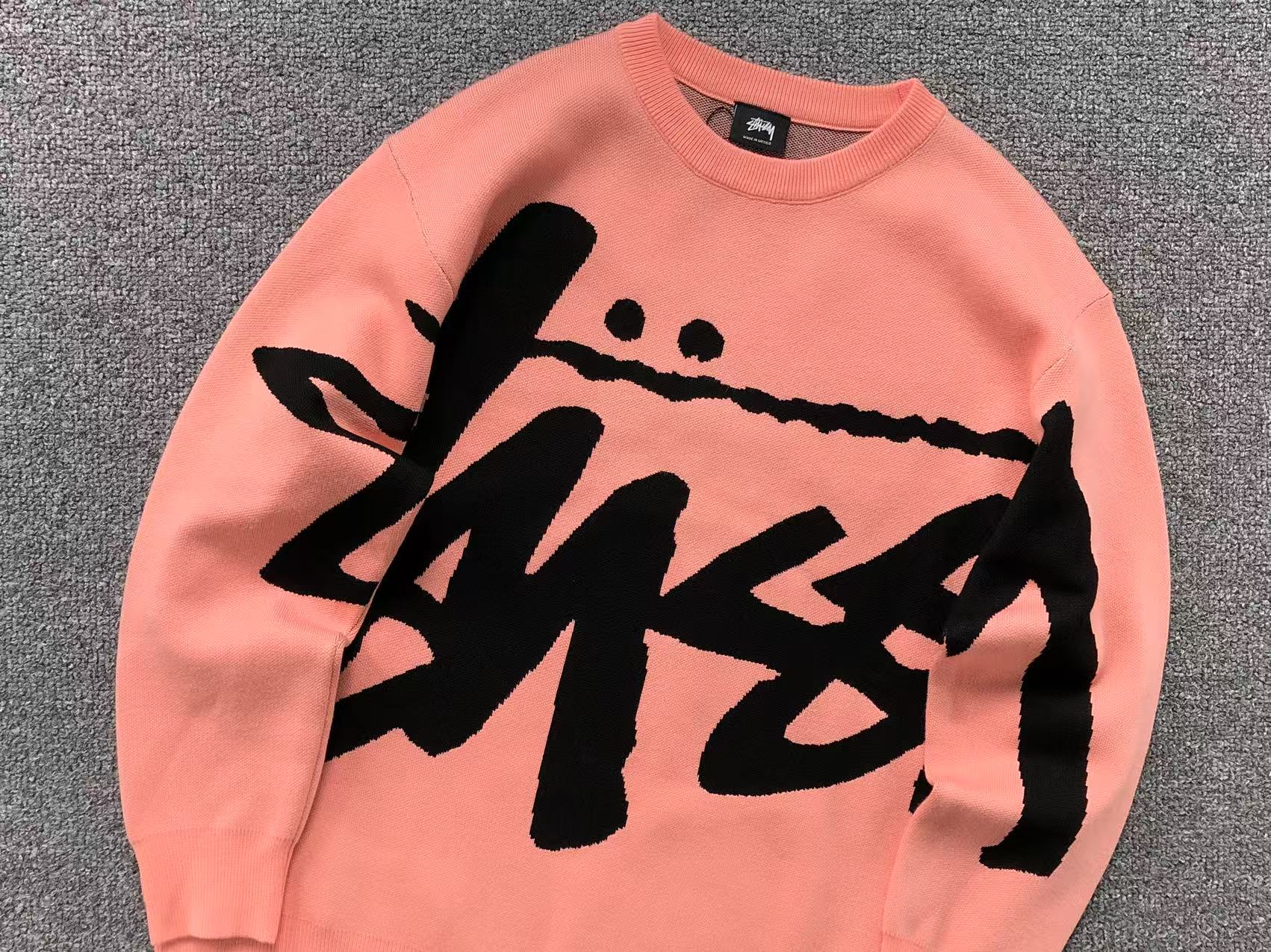 Stussy Stock Logo Knit Sweater Pink