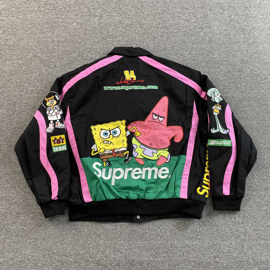 Supreme SpongeBob SquarePants Jeff Hamilton Racing Jacket Black
