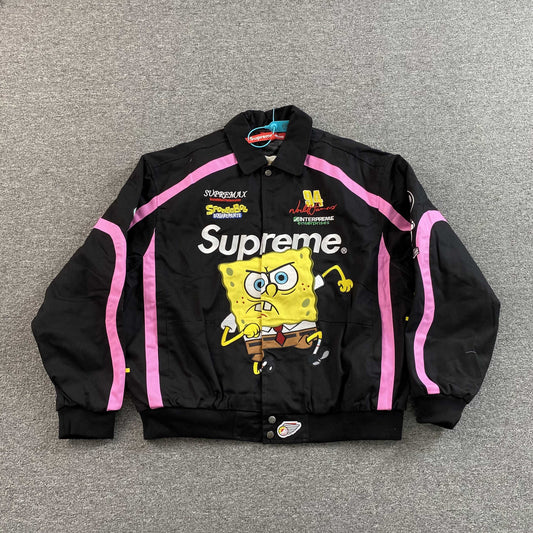 Supreme SpongeBob SquarePants Jeff Hamilton Racing Jacket Black