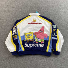 Supreme SpongeBob SquarePants Jeff Hamilton Racing Jacket White
