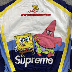 Supreme SpongeBob SquarePants Jeff Hamilton Racing Jacket White