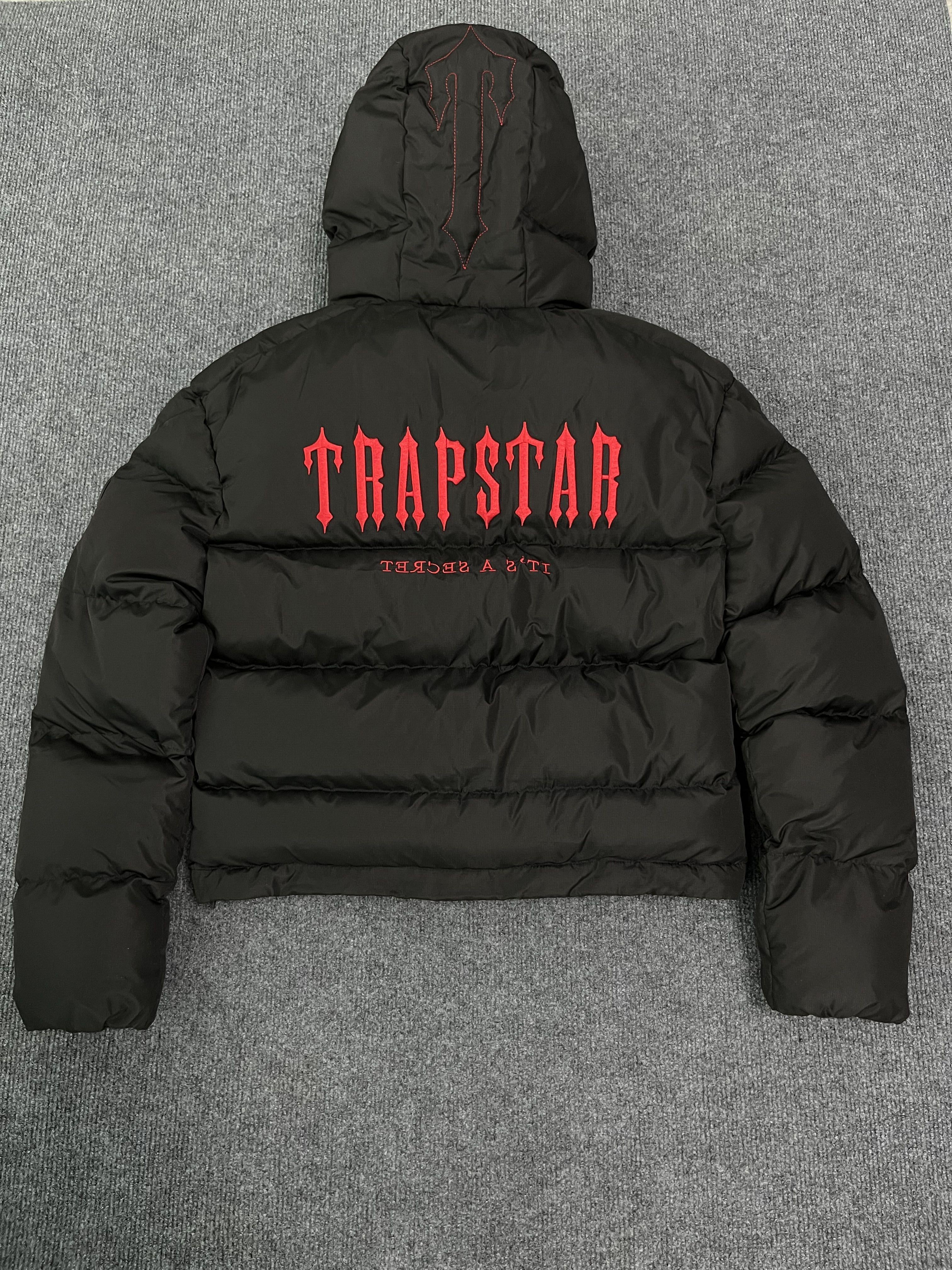 Trapstar Decoded Hooded 2.0 Puffer Jacket Black Red