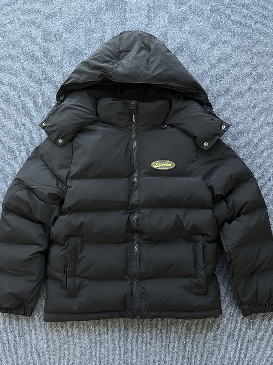 Trapstar Hyperdrive Detachable Hooded Puffer Jacket Black Lime